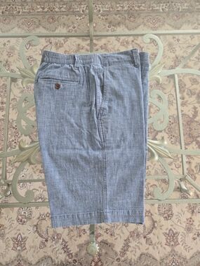 Land' S End Womens Bermuda Chino Blue Chambray Shorts